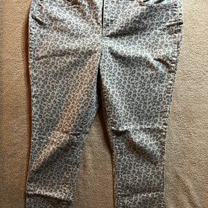 NYDJ Chico's Women 12‎ Skinny Ankle Jeans Jegging Lift Tuck Cheetah Animal (R)
